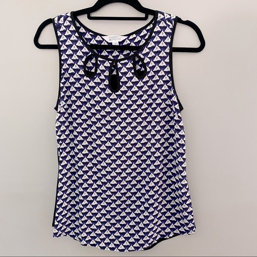 Market and Spruce Navy Sailboat Tank Top